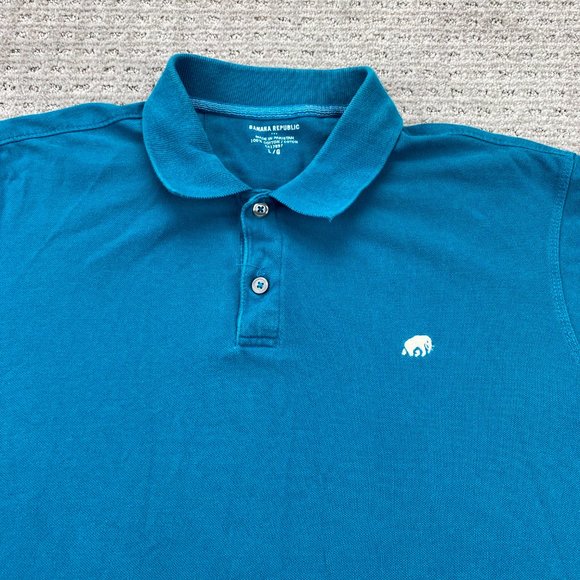 Banana Republic Polo Shirt Men Large L Blue Green Embroidered Elephant Logo Golf - Picture 2 of 10